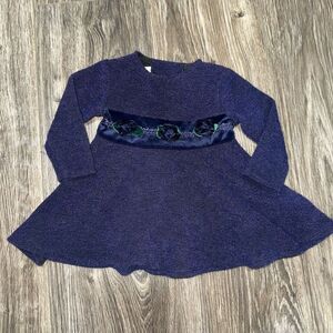 Bonnie Baby Purple Floral Waist Long Sleeve Dress